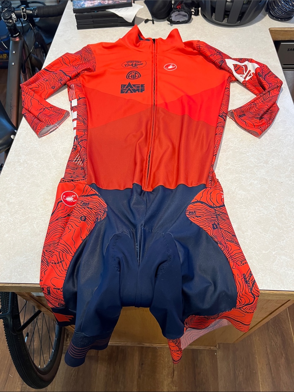 Castelli Red & Navy Cycling Skinsuit Trisuit Speedsuit Racesuit